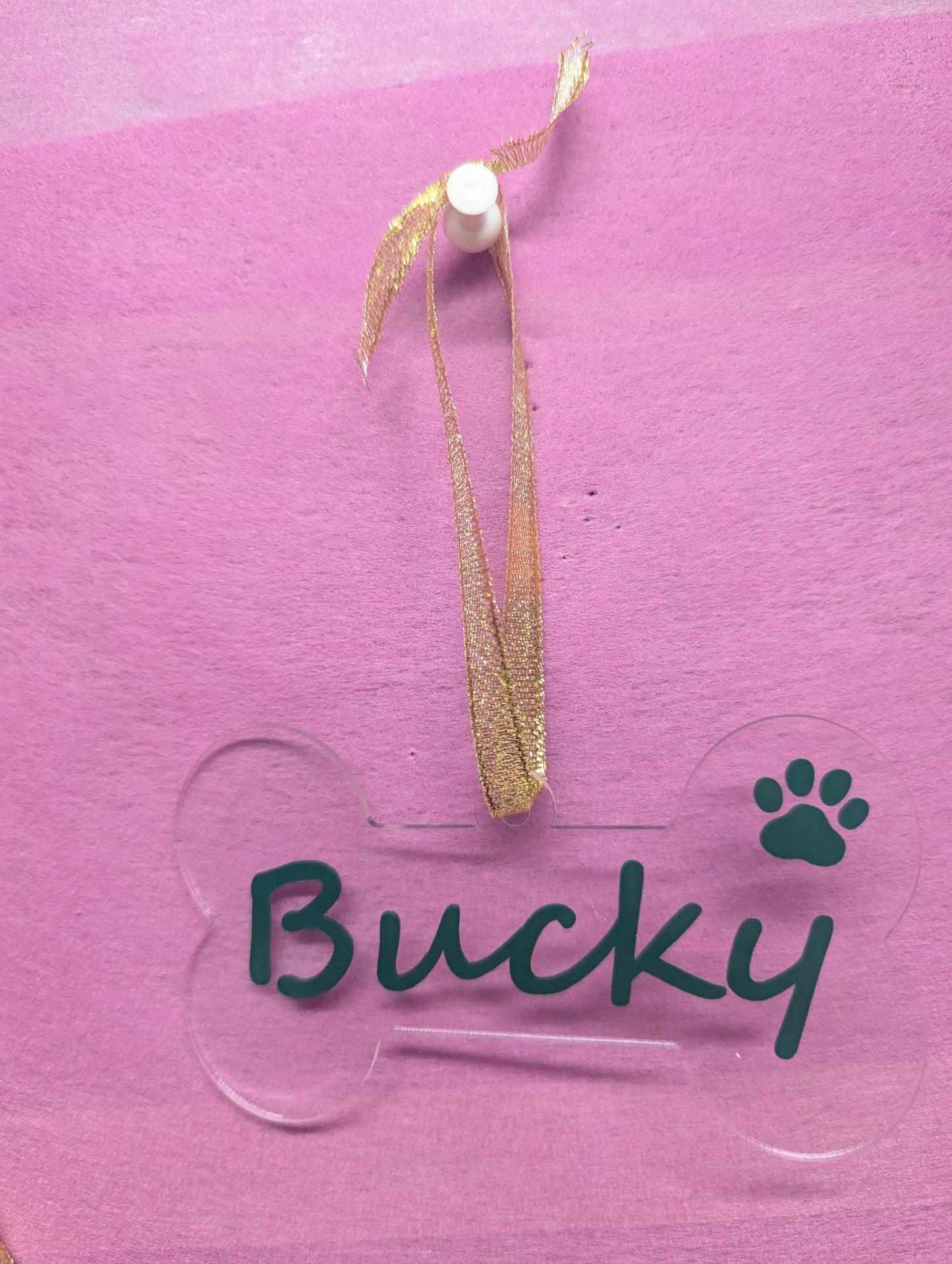 Customised Dog Bone Christmas Ornament - Green