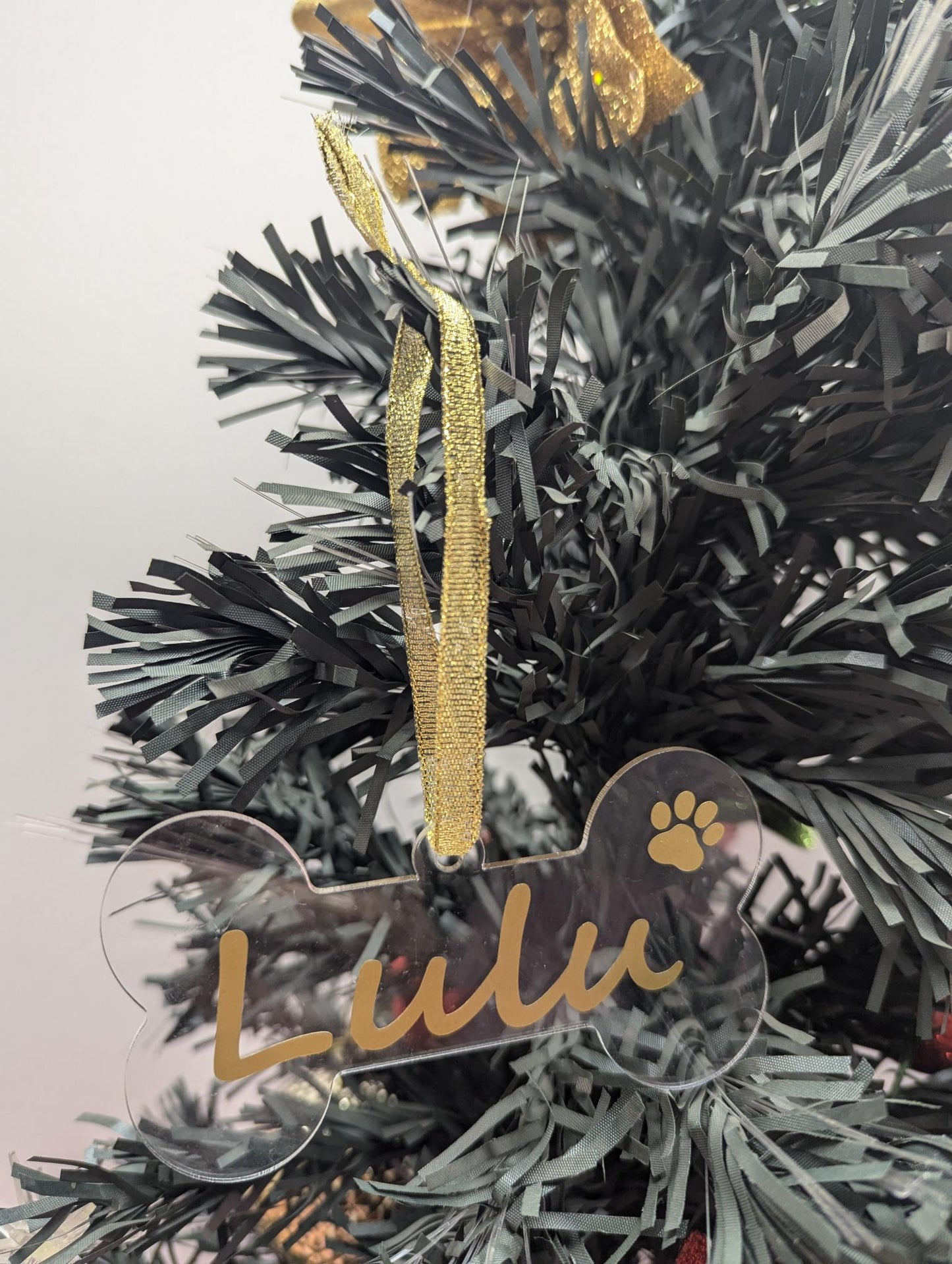 Customised Dog Bone Christmas Ornament - Gold