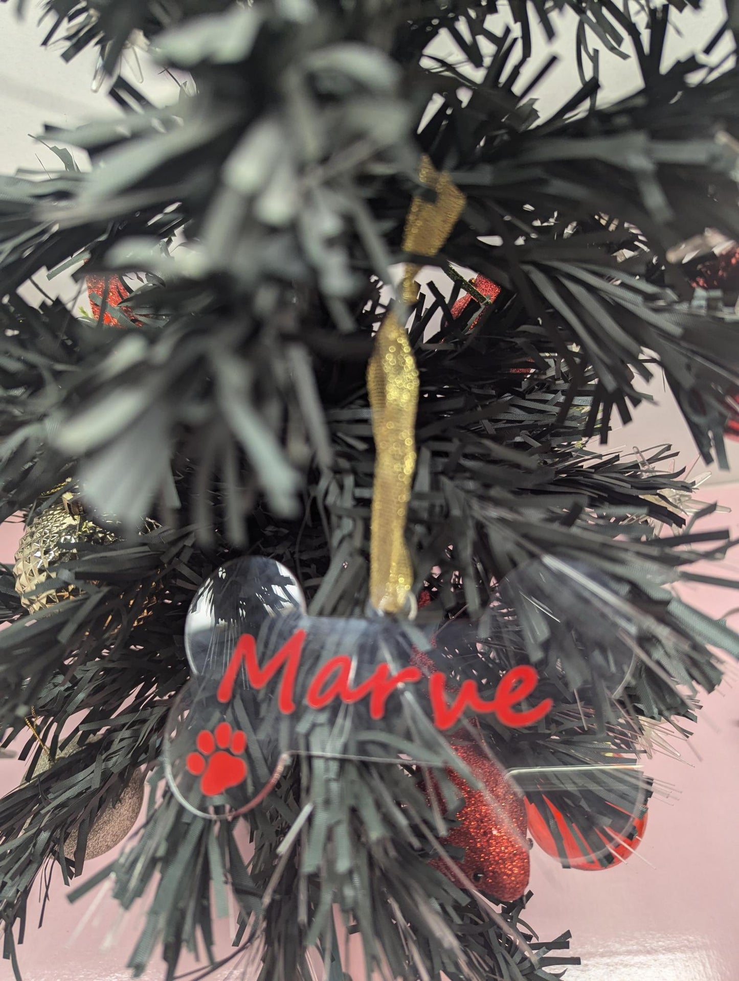 Customised Dog Bone Christmas Ornament - Red