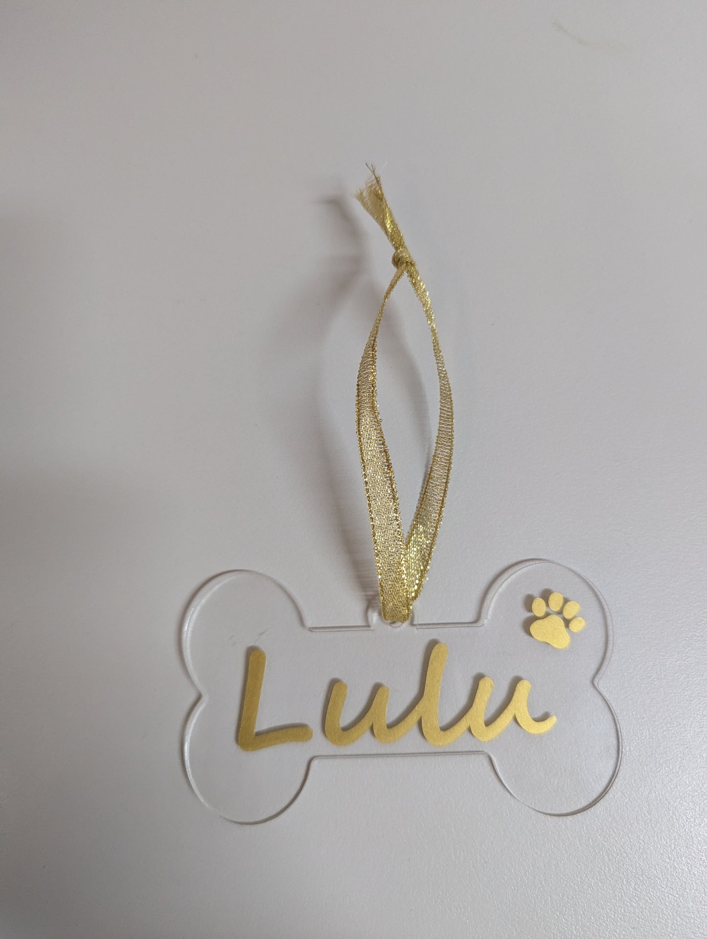 Customised Dog Bone Christmas Ornament - Gold